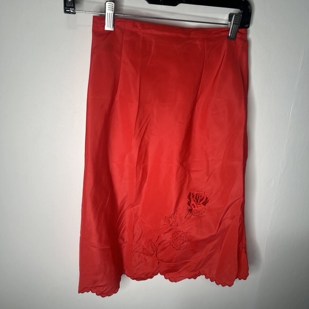 Vintage Charmode Slip Skirt Womens 26” Red Feminine Victorian Retro Half